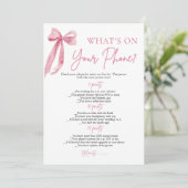 ピンクボウあなたの電話に何がブライダルシャワーゲーム 招待状 (スタンド正面)