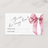ピンクボウいくつ弓ベビーシャワーゲーム エンクロージャーカード (正面)