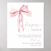 ピンクボウおむつラッフルサインコケットガール赤面 ポスター (正面)