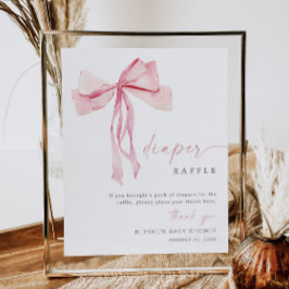 ピンクボウおむつラッフルサインコケットガール赤面 ポスター