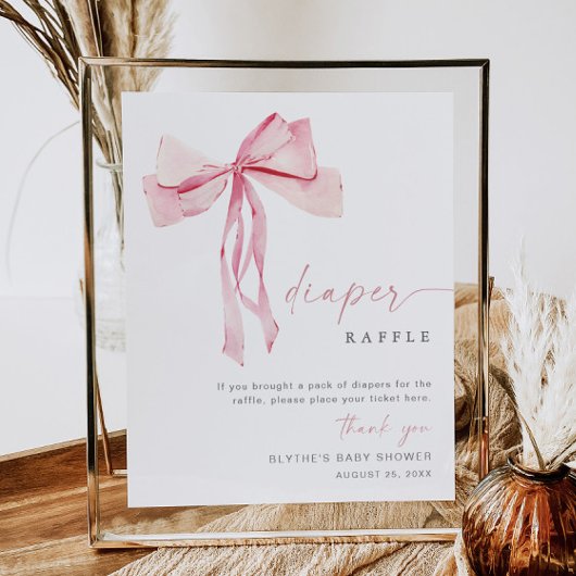 ピンクボウおむつラッフルサインコケットガール赤面 ポスター