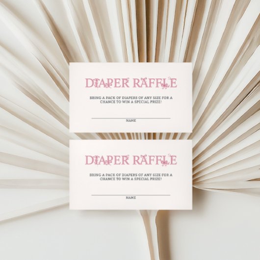 ピンクボウおむつラッフルベビーシャワー エンクロージャーカード