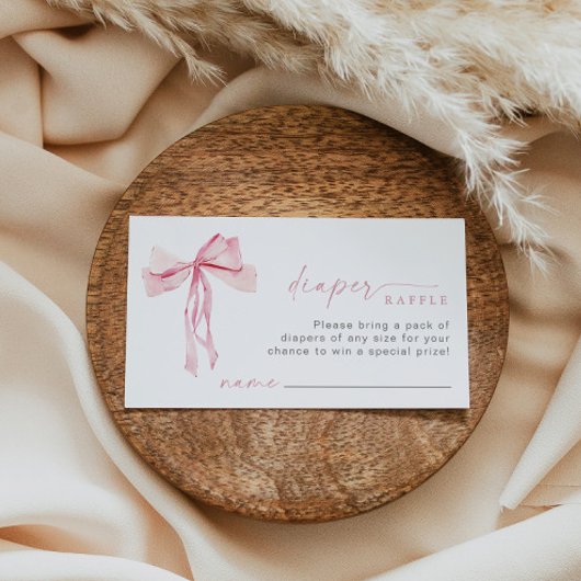 ピンクボウおむつラッフル挿入リクエストガール赤面 エンクロージャーカード