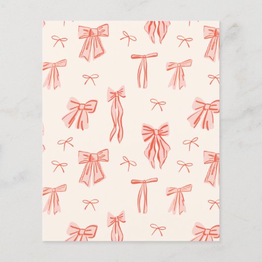 ピンクボウお洒落ガールバジェット誕生日招待状 (裏面)