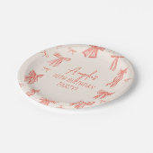 ピンクボウお洒落ガールバースデーパーティー ペーパープレート (アングル)