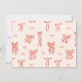 ピンクボウお洒落ガールフォト誕生日 招待状 (裏面)