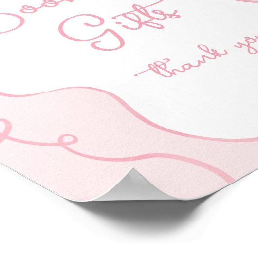 ピンクボウお洒落ブックとギフト赤ちゃんシャワー ポスター (角)