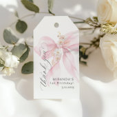 ピンクボウかわいい女の子の誕生日パーティー ギフトタグ