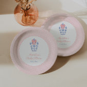 ピンクボウかわいらしジンジャージャガーガールガールベビーシャワーパーティー ペーパープレート