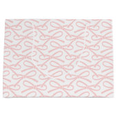 ピンクボウかわいらしパターンホワイト抱き枕 ラージペーパーバッグ (正面)