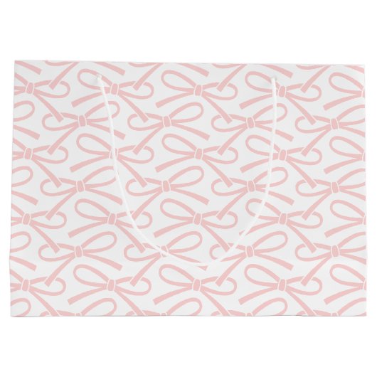 ピンクボウかわいらしパターンホワイト抱き枕 ラージペーパーバッグ (裏面)