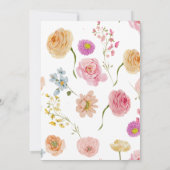 ピンクボウかわいらしワイルドフラワーブライダルシャワー 招待状 (裏面)