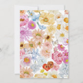 ピンクボウかわいらしワイルドフラワーブライダルシャワー 招待状 (裏面)