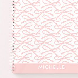 ピンクボウかわいらし名前をカスタムするスパイラルノート ノートブック