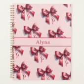 ピンクボウかわいらし名前をカスタムする手帳 プランナー手帳 (正面)