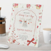 ピンクボウさくらんぼオントップおむつラッフル 台座サイン (インサイチュ)