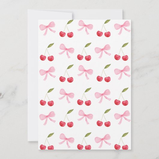 ピンクボウさくらんぼオントップベビーシャワー 招待状 (裏面)