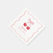 ピンクボウさくらんぼガールベビーシャワー スタンダードカクテルナプキン (角)