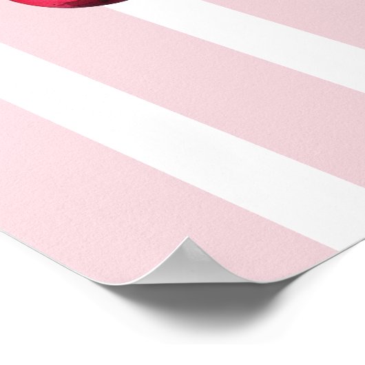 ピンクボウさくらんぼコケットエステストライプティックガーリー ポスター (角)