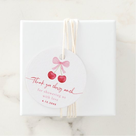 ピンクボウさくらんぼコケット誕生日 フェイバータグ (インサイチュ)