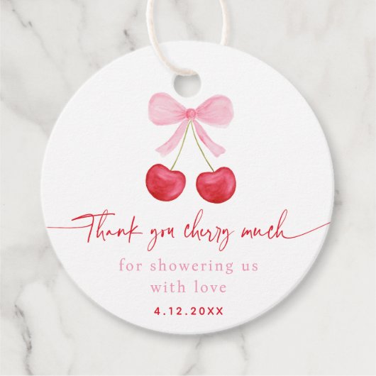 ピンクボウさくらんぼコケット誕生日 フェイバータグ (正面)