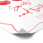 ピンクボウさくらんぼスイートトリートベビーシャワーサイン ポスター (角)