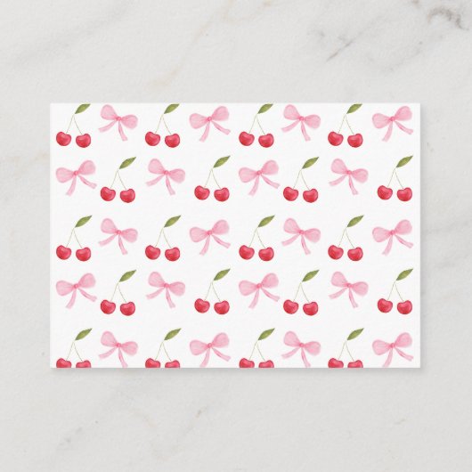 ピンクボウさくらんぼベビーシャワーおむつラッフル エンクロージャーカード (裏面)