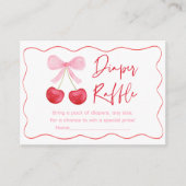 ピンクボウさくらんぼベビーシャワーおむつラッフル エンクロージャーカード (正面)