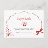 ピンクボウさくらんぼベビーシャワーおむつラッフル エンクロージャーカード (正面)