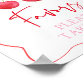 ピンクボウさくらんぼベビーシャワーの好意サイン ポスター (角)