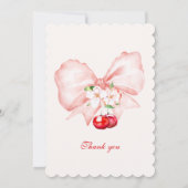 ピンクボウさくらんぼベビーシャワー招待状テンプレート 招待状 (裏面)