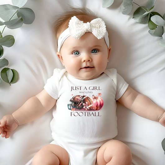 ピンクボウちょうどサッカーの幼児を愛する女の子 ベビーボディスーツ