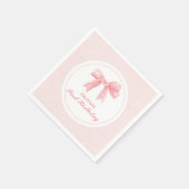 ピンクボウとストライプコケット1歳 スタンダードカクテルナプキン (角)