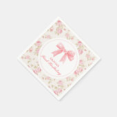 ピンクボウとバラコケット1歳の誕生日 スタンダードカクテルナプキン (角)