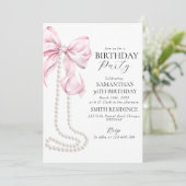 ピンクボウとパール30th誕生日パーティの招待状 シーズンカード (スタンド正面)