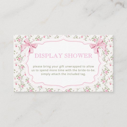 ピンクボウとフローラディスプレイシャワー エンクロージャーカード (正面)