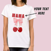 ピンクボウとレッドさくらんぼ、コケットスタイル Tシャツ