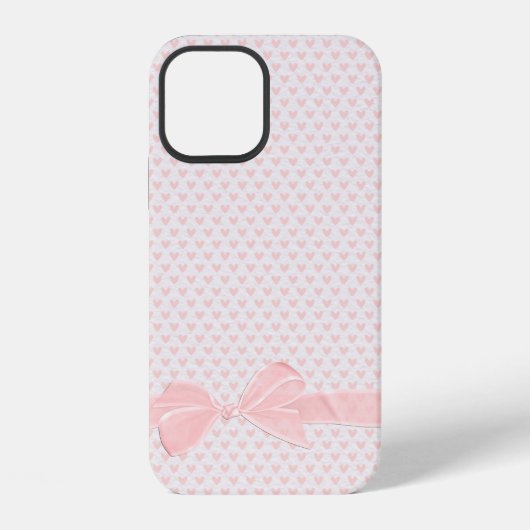ピンクボウのハート模様 iPhoneケース (裏面)