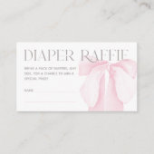 ピンクボウのミニマリスト女の子ベビーシャワーオムツ エンクロージャーカード (正面)