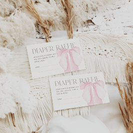 ピンクボウのミニマリスト女の子ベビーシャワーオムツ エンクロージャーカード