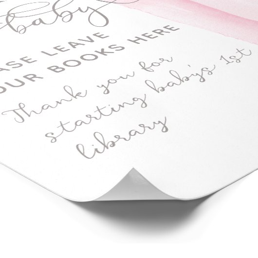 ピンクボウのミニマリスト女の子ベビーシャワーブック ポスター (角)