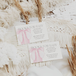 ピンクボウのミニマリスト女の子ベビーシャワー本 エンクロージャーカード