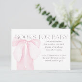 ピンクボウのミニマリスト女の子ベビーシャワー本 招待状 (スタンド正面)