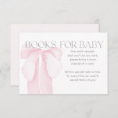 ピンクボウのミニマリスト女の子ベビーシャワー本 招待状 (正面/裏面)