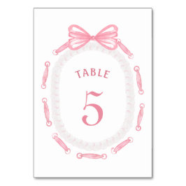 ピンクボウのリボンフレームテーブル番号 テーブルナンバー