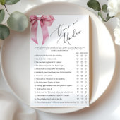 ピンクボウの上または下のブライダルシャワーゲーム