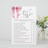 ピンクボウの上または下のブライダルシャワーゲーム