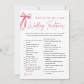 ピンクボウの結婚伝統ブライダルシャワーゲーム 招待状 (正面)