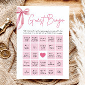 ピンクボウを見つけるゲストビンゴブライダルシャワーゲーム 招待状