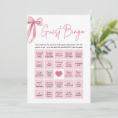 ピンクボウを見つけるゲストビンゴブライダルシャワーゲーム 招待状 (スタンド正面)
